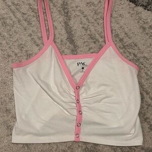 PacSun White and Cream Ruched Camisole